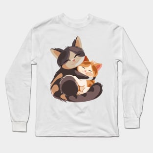 Cat and kitten hugging Long Sleeve T-Shirt